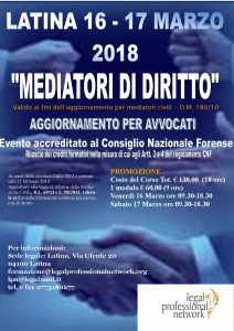 Aggiornamento per avvocati mediatori di diritto Legal professional network