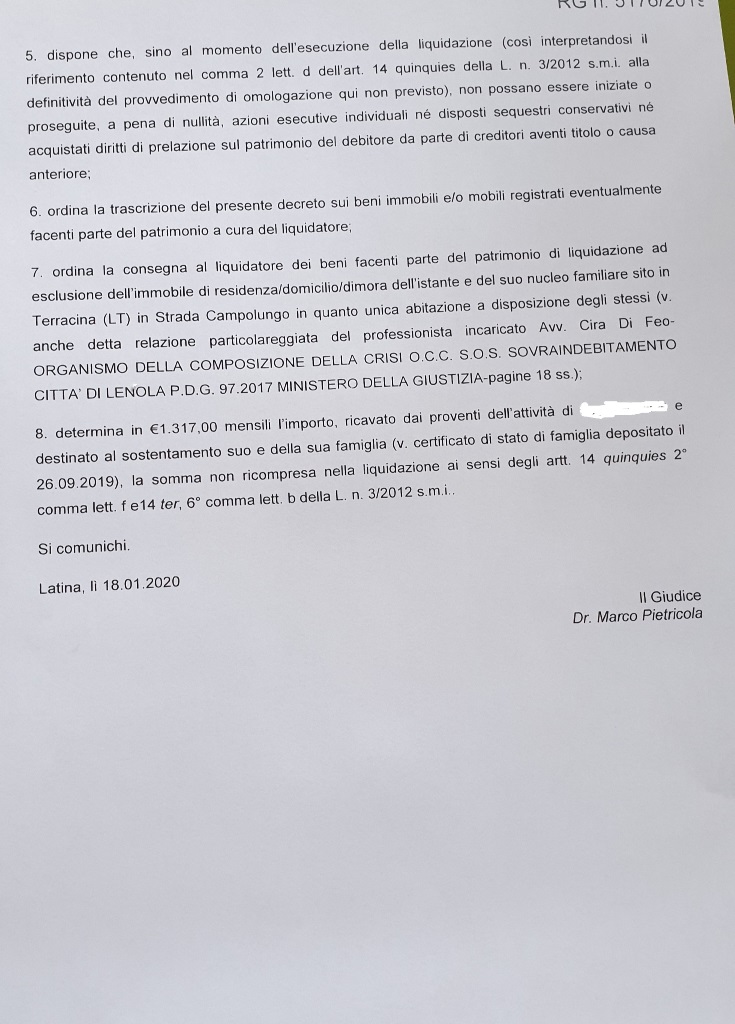 ordininanza-liquidazione-patrimonio tribunale di latina sovraindebitamento legalprofessional network