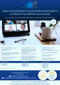 CORSO DI AGGIORNAMENTO ON LINE PER MEDIATORI DI DIRITTO AUTORIZZATO DAL MINISTERO DELLA GIUSTIZIA